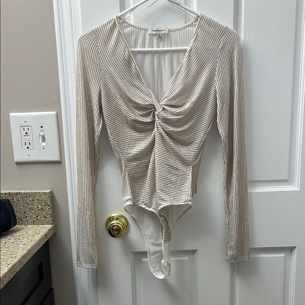 Gold Striped Long Sleeve Bodysuit